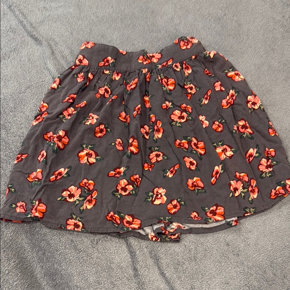 Hollister Floral Smocked Skater Mini Skirt